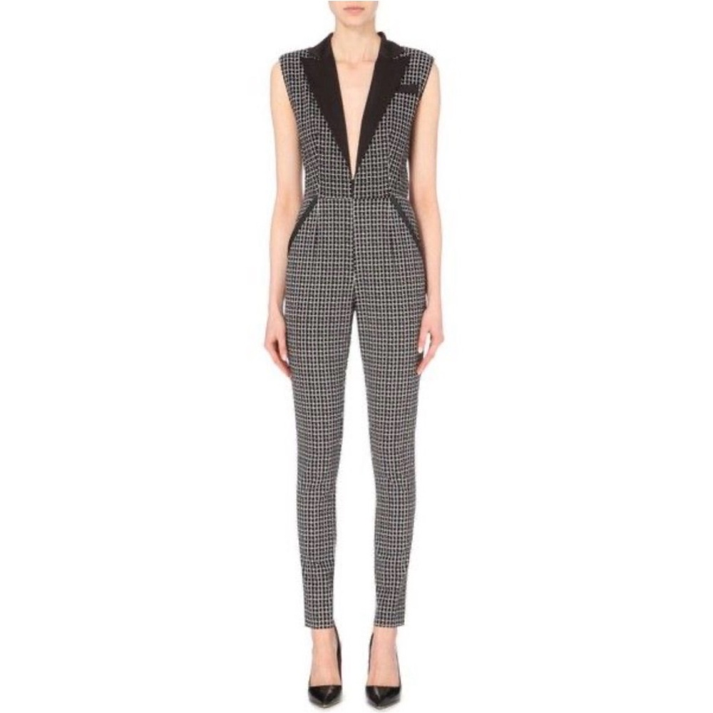 Self-Portrait Black and White Check Cropped Jumpsuit